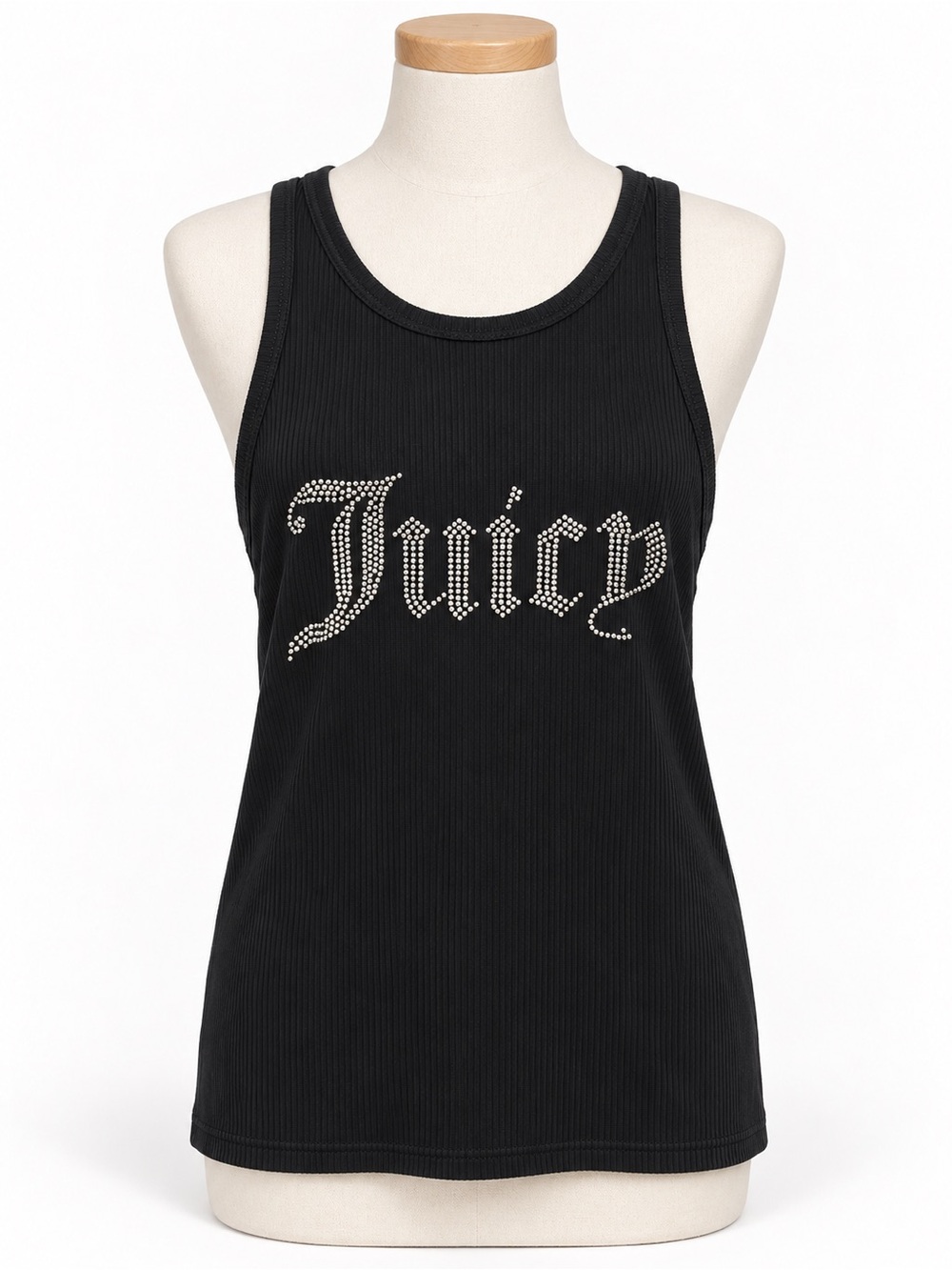 Juicy Couture Black Ribbed Tank with Crystal Juicy Logo